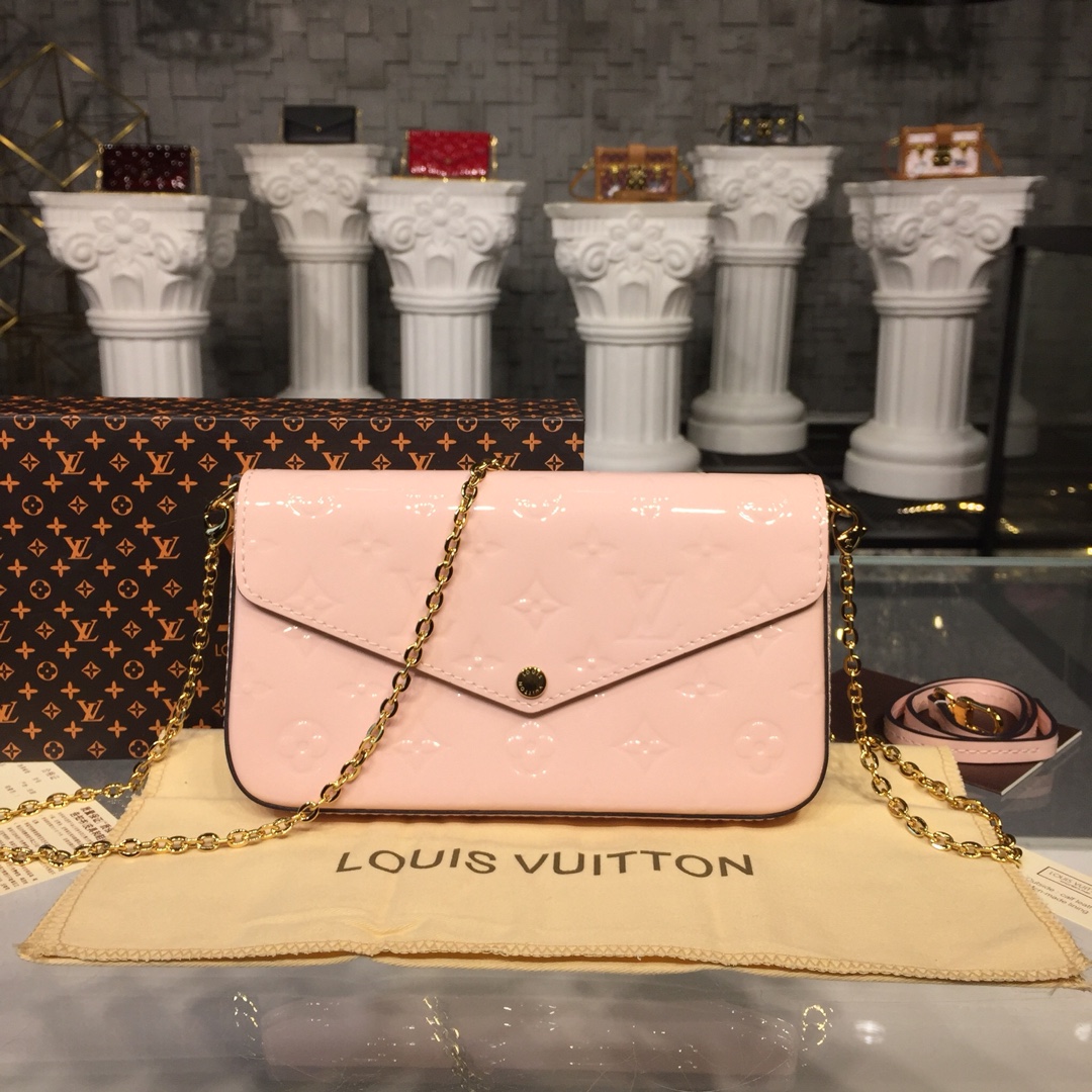 Louis Vuitton FELICIE POCHETTE Handbag Monogram Vernis M64358 Pink